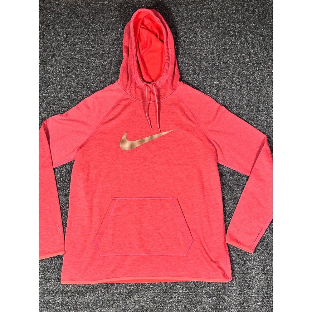 Nike Dri-FIT Hoodie Kids Large Coral/Orange‎ Heathered Gold Swoosh  Sweatshirt